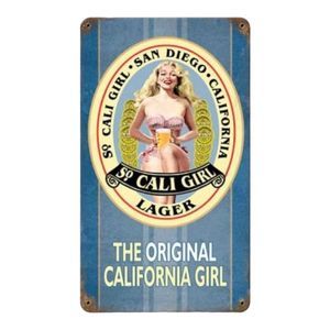So Cali Girl Lager Beer San Diego California Pin Up Girl VTG Retro Metal Sign
